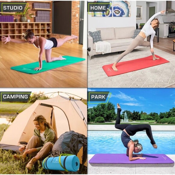 ProsourceFit Extra Thick Yoga and Pilates Mat 1/2”H x 71”L x 24”W Green Soft NEW - Picture 3 of 6